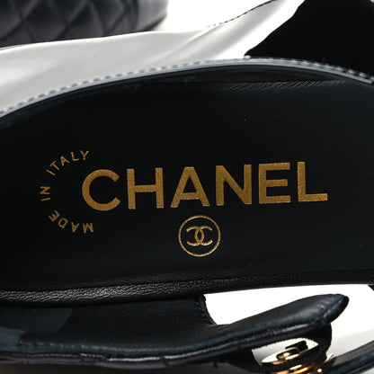 Chanel Patent Lambskin Quilted Cap Toe Ballerina Flats 39 Black 8 of 8