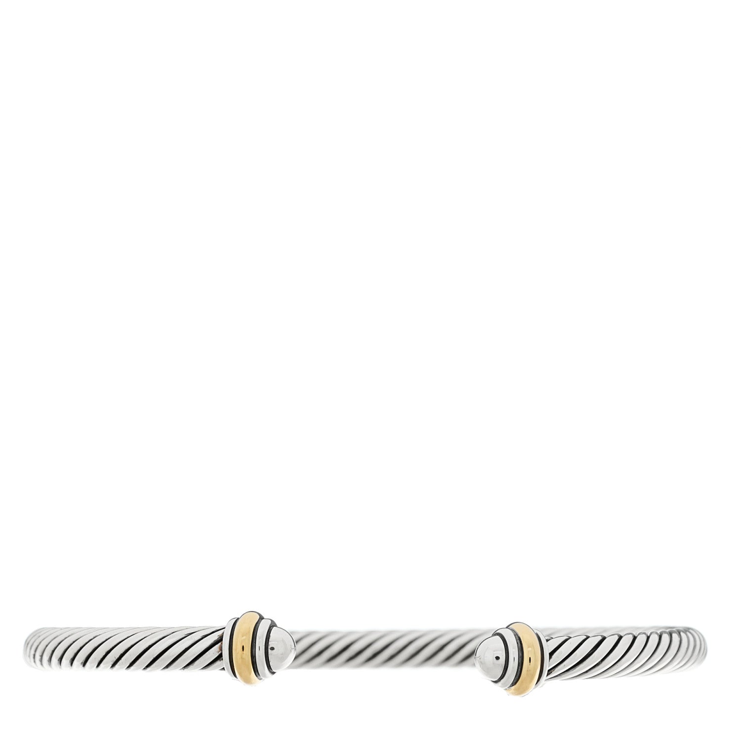 David Yurman Sterling Silver 18K Yellow Gold 4mm Cable Classics Bracelet 1 of 4