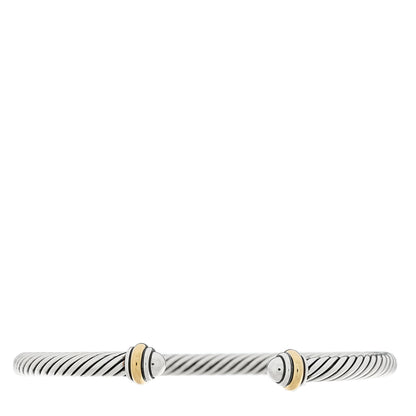 David Yurman Sterling Silver 18K Yellow Gold 4mm Cable Classics Bracelet 1 of 4
