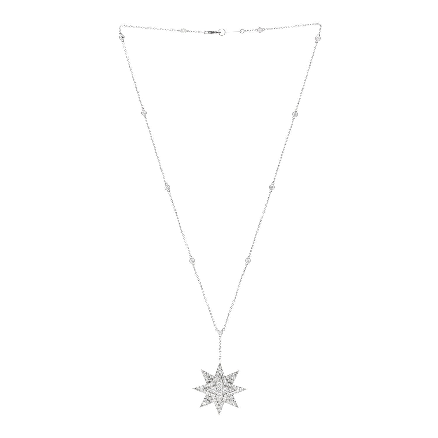 Tiffany Platinum Diamond Star Drop Necklace 3 of 6