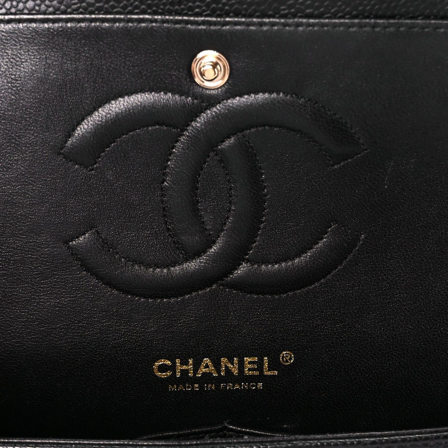 Caviar Quilted Medium Double Flap Black