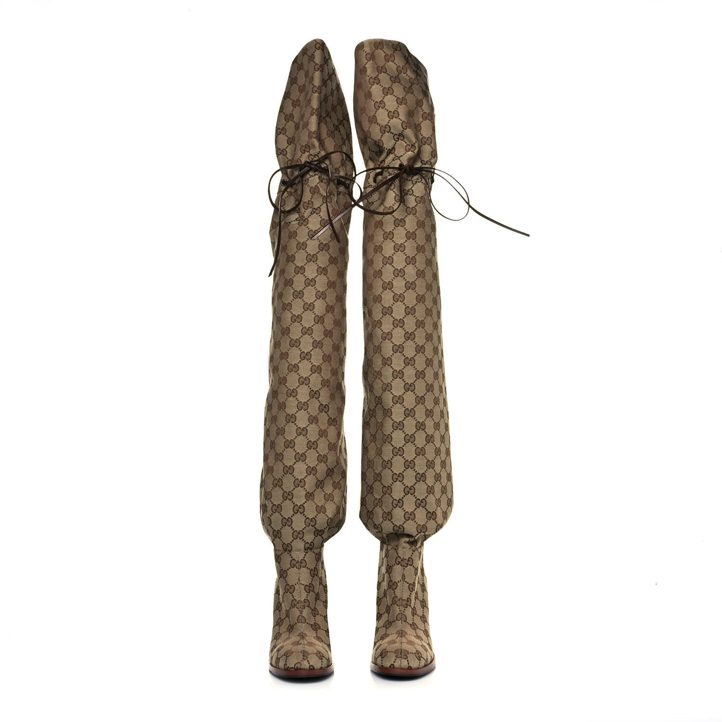 Monogram Over The Knee Boots 36 Beige Ebony