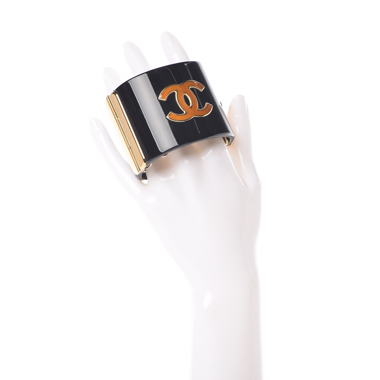 Chanel Resin CC Cuff Black Gold 2 of 5
