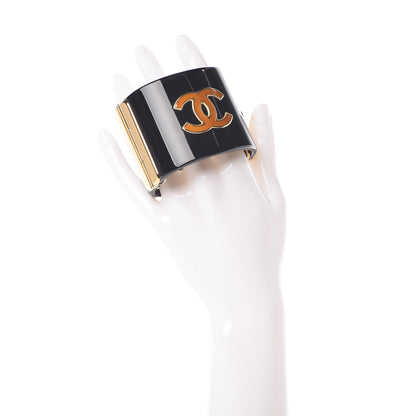 Chanel Resin CC Cuff Black Gold 2 of 5