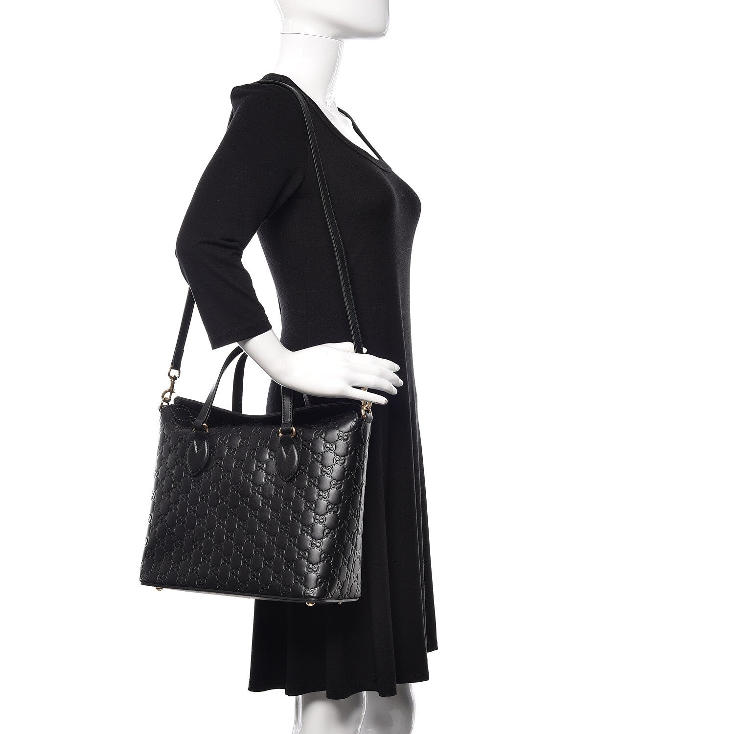 Gucci Guccissima Linea A Foldover Tote Black 2 of 10