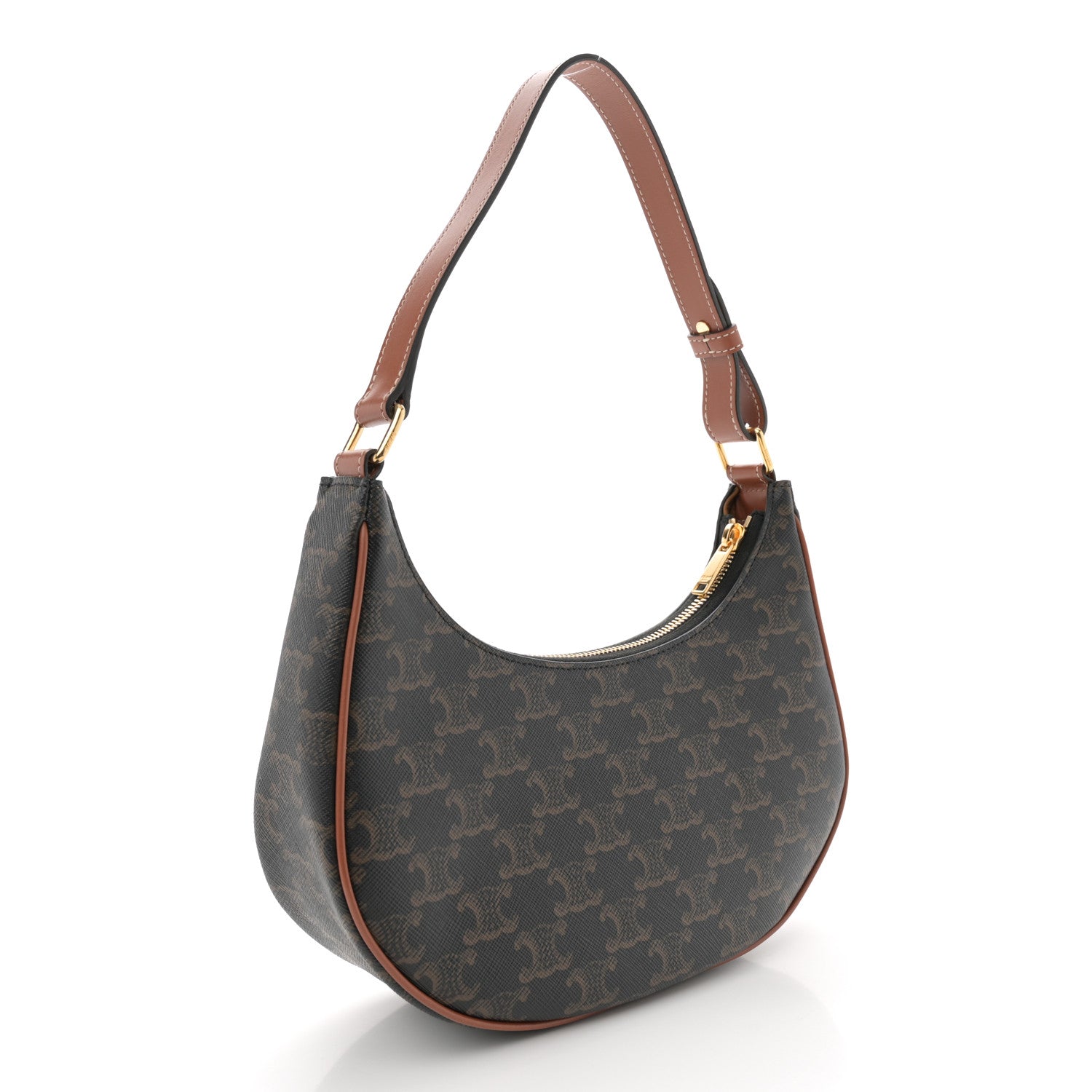 Celine Triomphe Canvas Calfskin Ava Shoulder Bag Tan 3 of 11