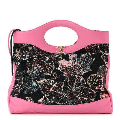Chanel Calfskin Canvas Printed Medium 31 Shopping Bag Pink 1 of 10