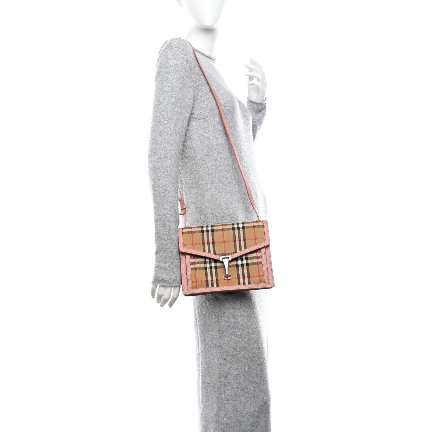 Burberry Grainy Calfskin Vintage Check Small Macken Crossbody Bag Ash Rose 2 of 16
