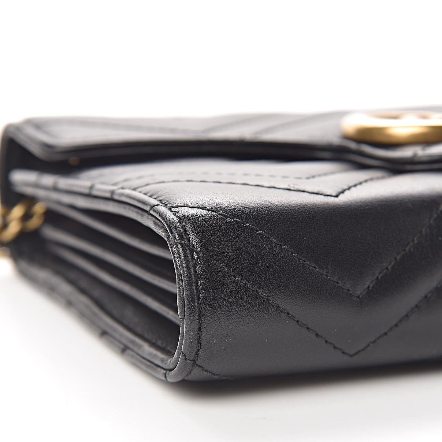Calfskin Matelasse GG Marmont Chain Wallet Black