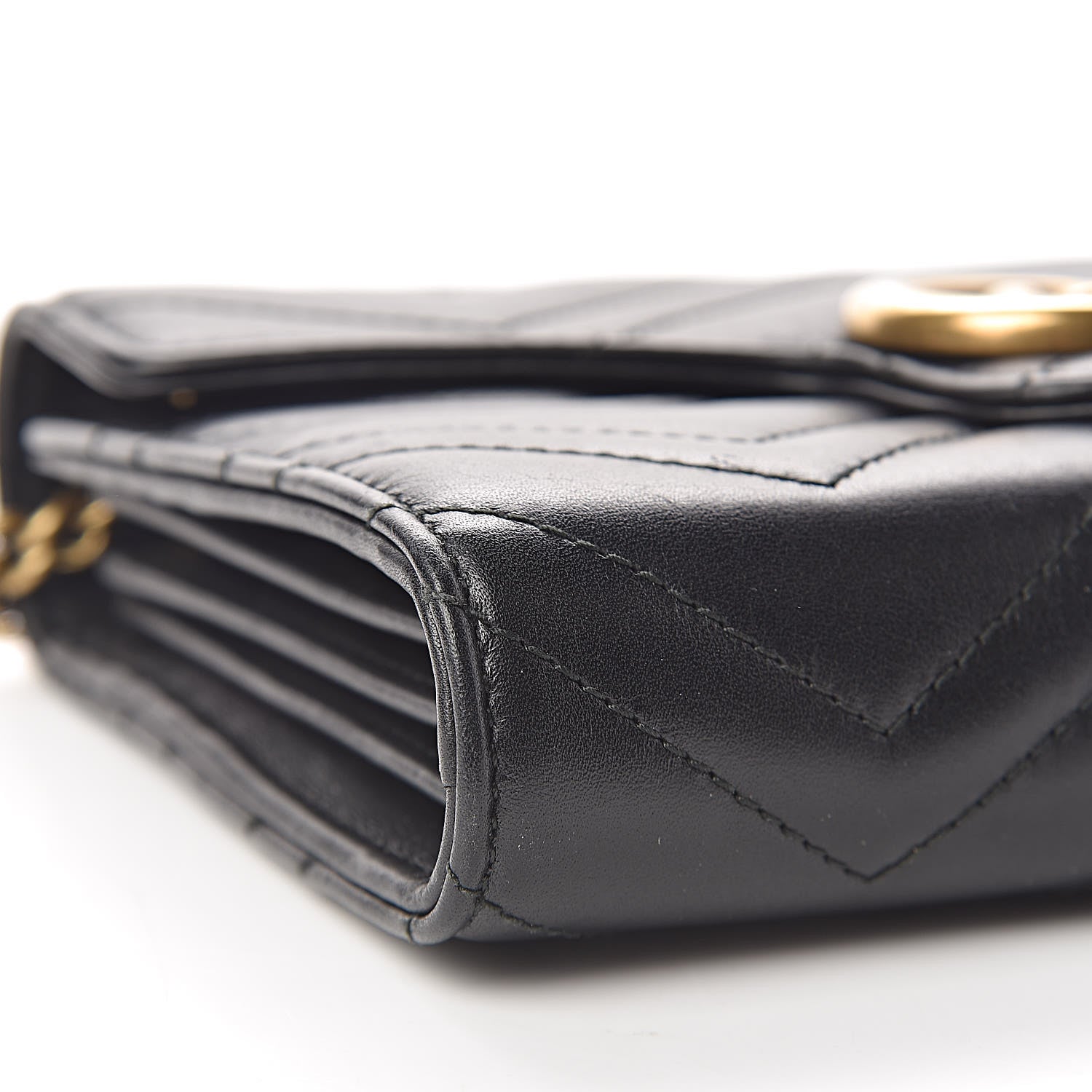 Gucci Calfskin Matelasse GG Marmont Chain Wallet Black 9 of 11