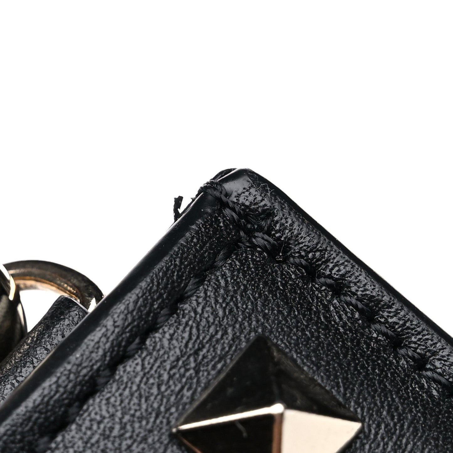 Calfskin Rockstud Phone Case With Chain Black