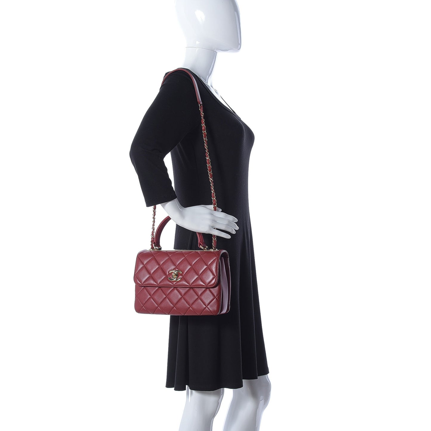 Lambskin Quilted Small Trendy CC Flap Dual Handle Bag Red
