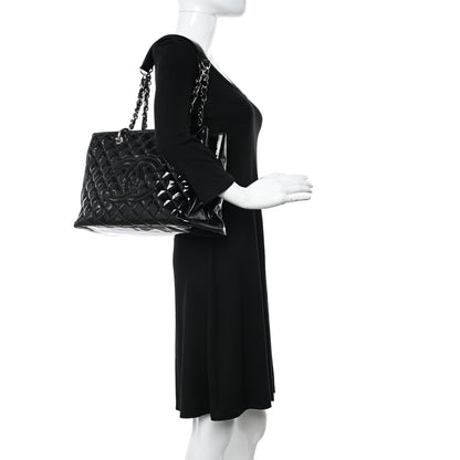 Chanel Patent Quilted Grand Shopping Tote GST Black 2 of 11