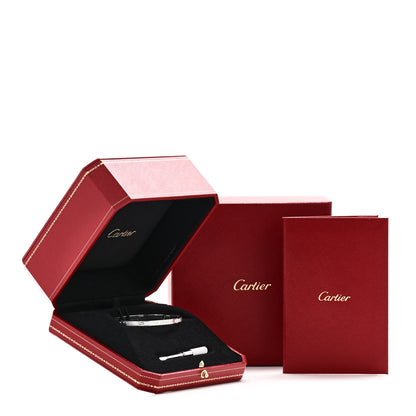 Cartier 18K White Gold Diamond Small LOVE Paved Bracelet 17 8 of 8