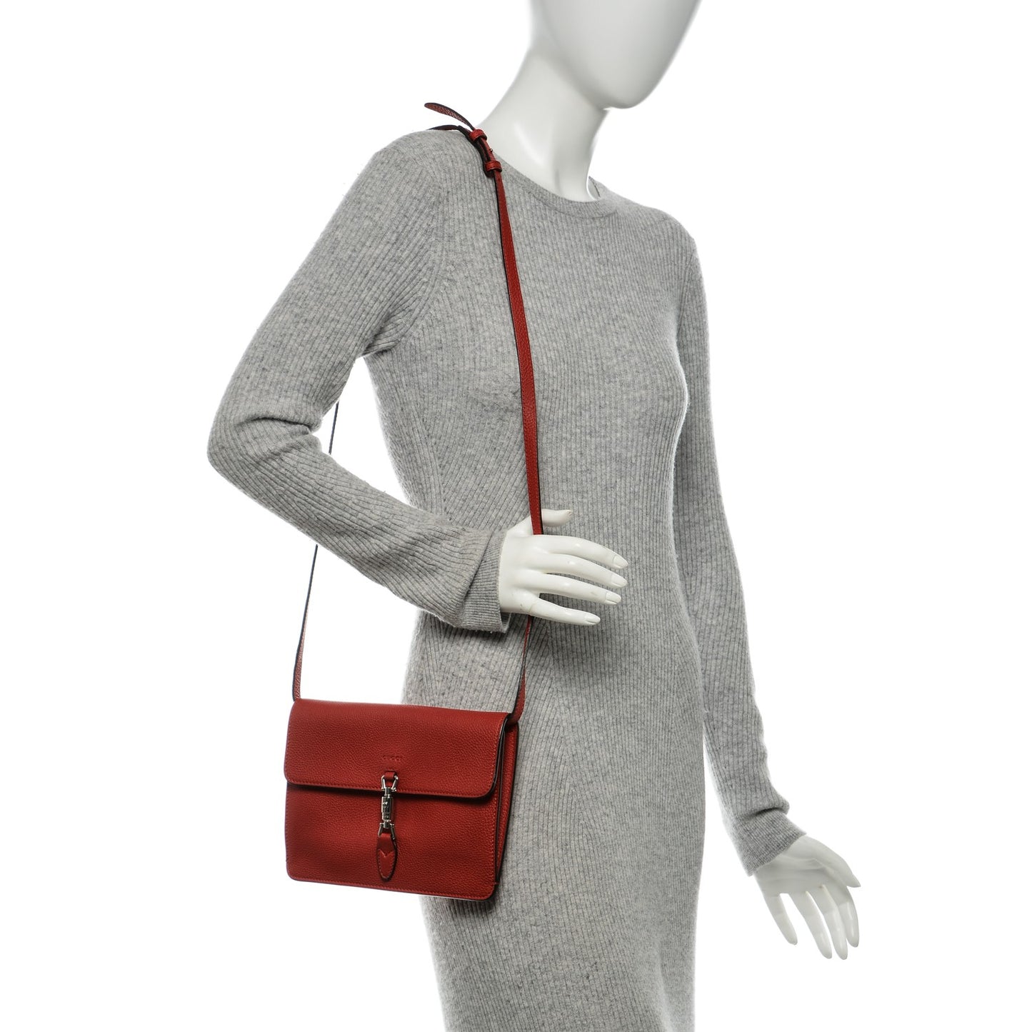 Grand Prix Calfskin Jackie Convertible Shoulder Bag Hibiscus Red