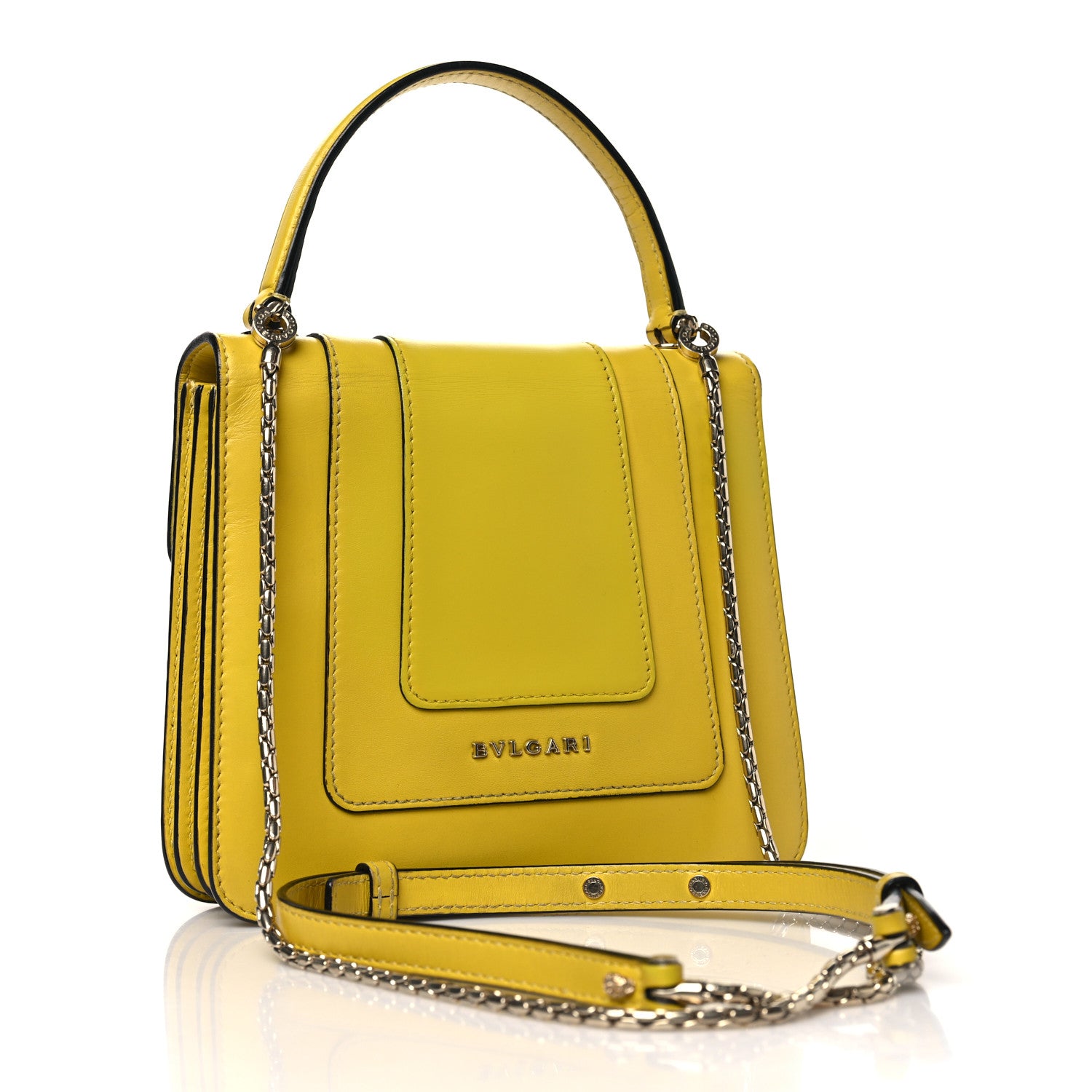 Bulgari Calfskin Serpenti Forever Top Handle Yellow 4 of 10