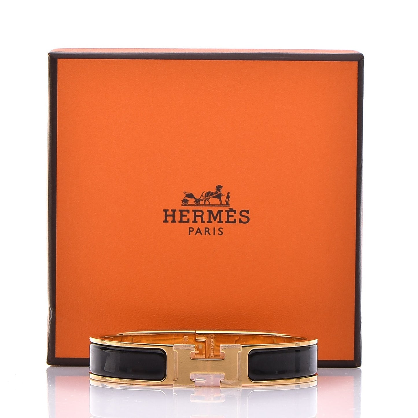 Enamel Narrow Clic Clac H Bracelet PM Black