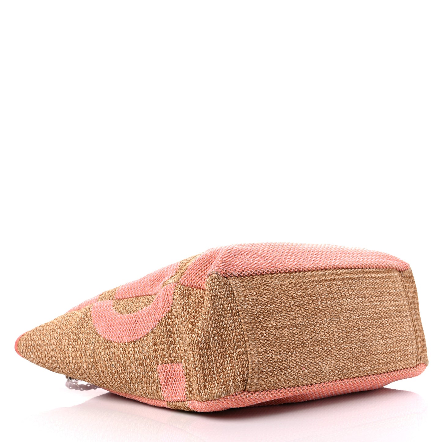 Mixed Fibers Large Shopping Bag Pink Beige