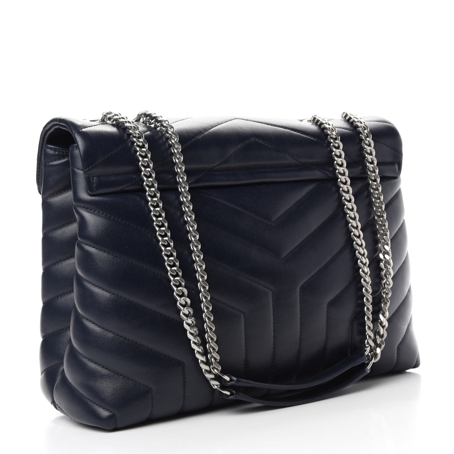 Calfskin Y Quilted Monogram Medium Loulou Chain Satchel Medium Blue