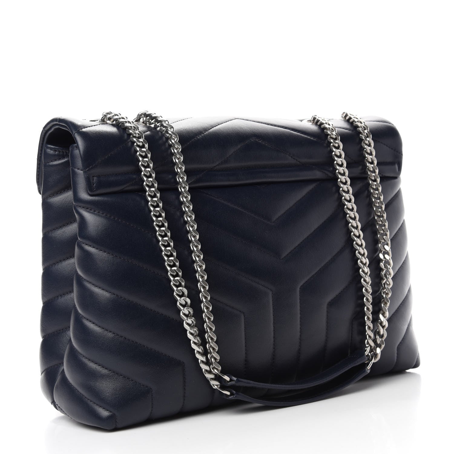 Saint Laurent Calfskin Y Quilted Monogram Medium Loulou Chain Satchel Medium Blue 3 of 11