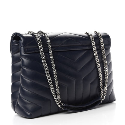 Saint Laurent Calfskin Y Quilted Monogram Medium Loulou Chain Satchel Medium Blue 3 of 11