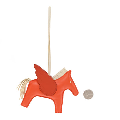 Hermes Milo Lambskin Grigri Rodeo Pegase Horse Bag Charm MM Orange Poppy Craie Terre Battue 2 of 5