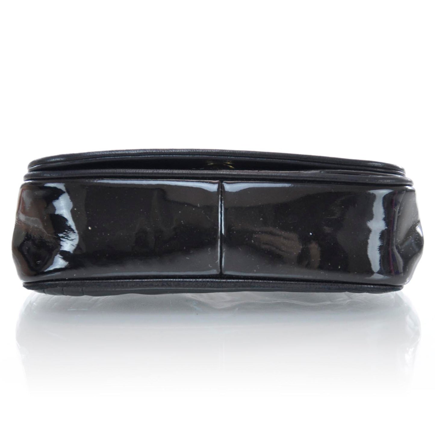 Patent Flap Shoulder Bag Black