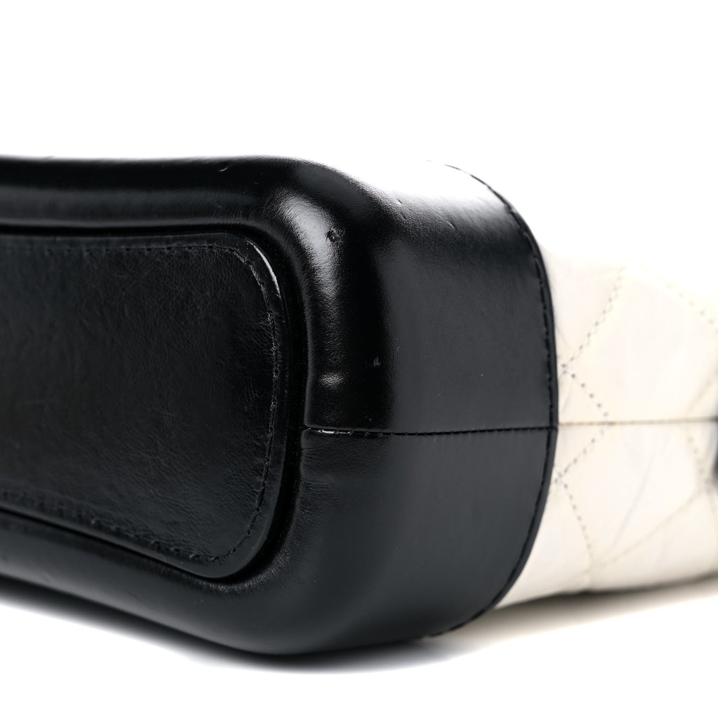 Aged Calfskin Quilted Small Gabrielle Hobo Black White