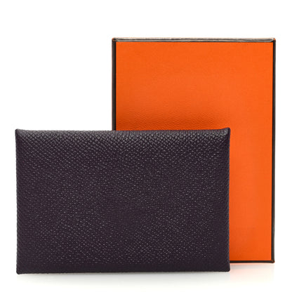Hermes Epsom Calvi Card Case Raisin 7 of 7