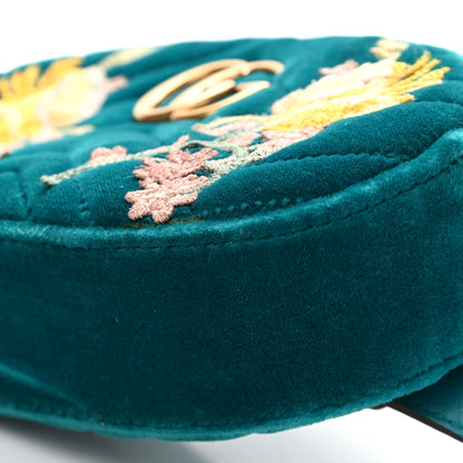 Gucci Velvet Matelasse Embroidered GG Marmont Belt Bag 85 34 Pavone Cyan 10 of 11