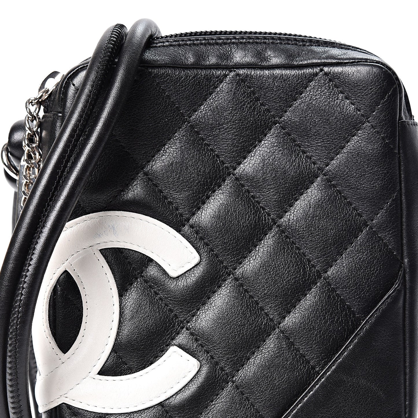 Calfskin Quilted Small Cambon Messenger Black White