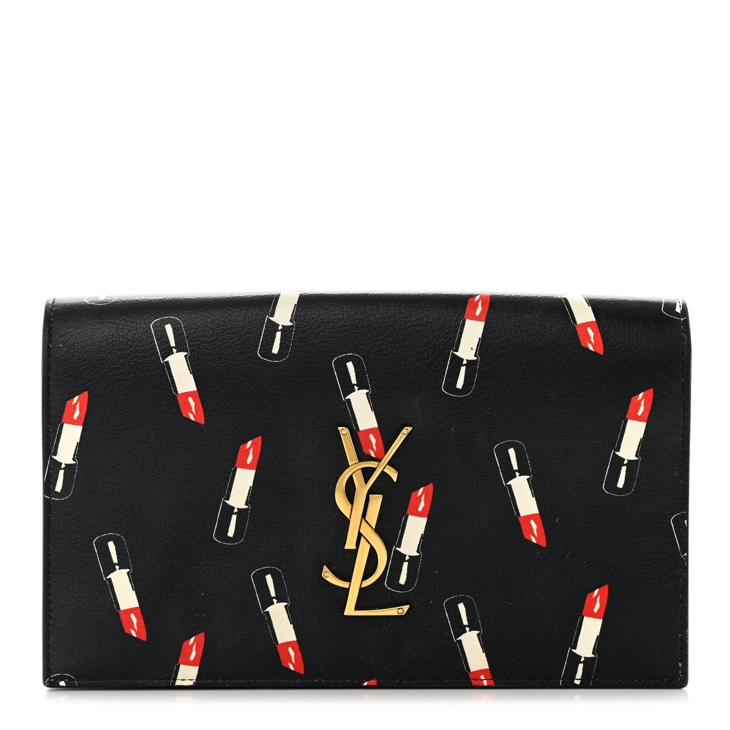 Saint Laurent Calfskin Lipstick Print Classic Monogram Kate Clutch Black 1 of 6