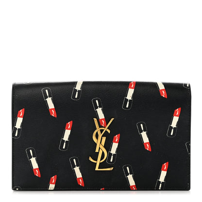 Saint Laurent Calfskin Lipstick Print Classic Monogram Kate Clutch Black 1 of 6