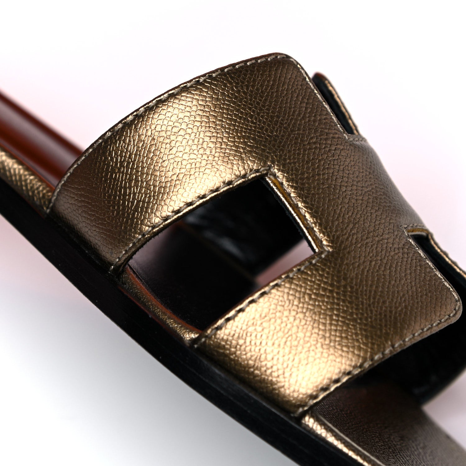 Hermes Metallic Epsom Oran Sandals 36 Vert Bronze 8 of 10