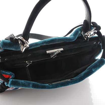 Fendi Velvet Lace Up Embroidered Medium Peekaboo Iconic Satchel Multicolor 5 of 6