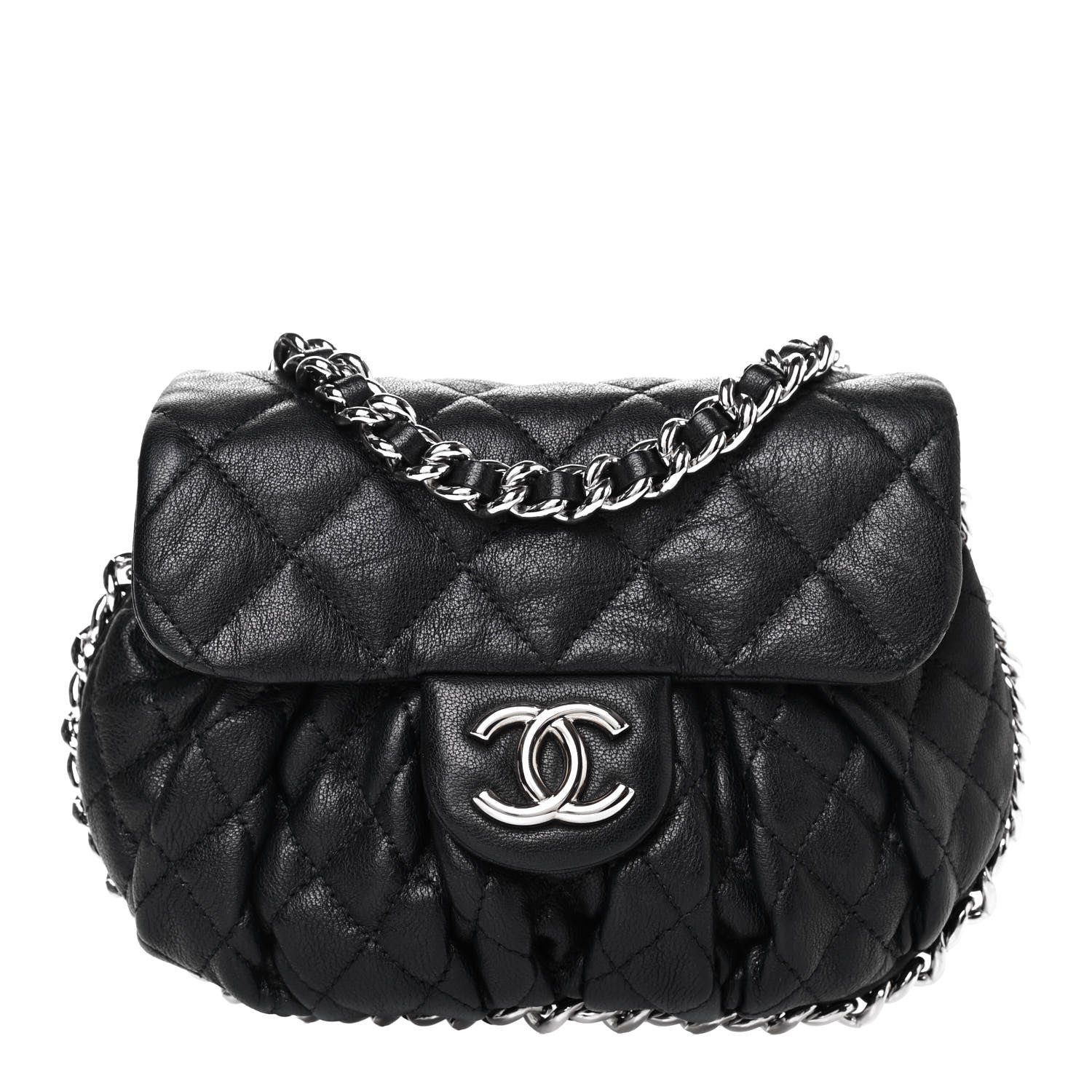 Chanel Washed Lambskin Quilted Mini Chain Around Flap Black 1 of 4
