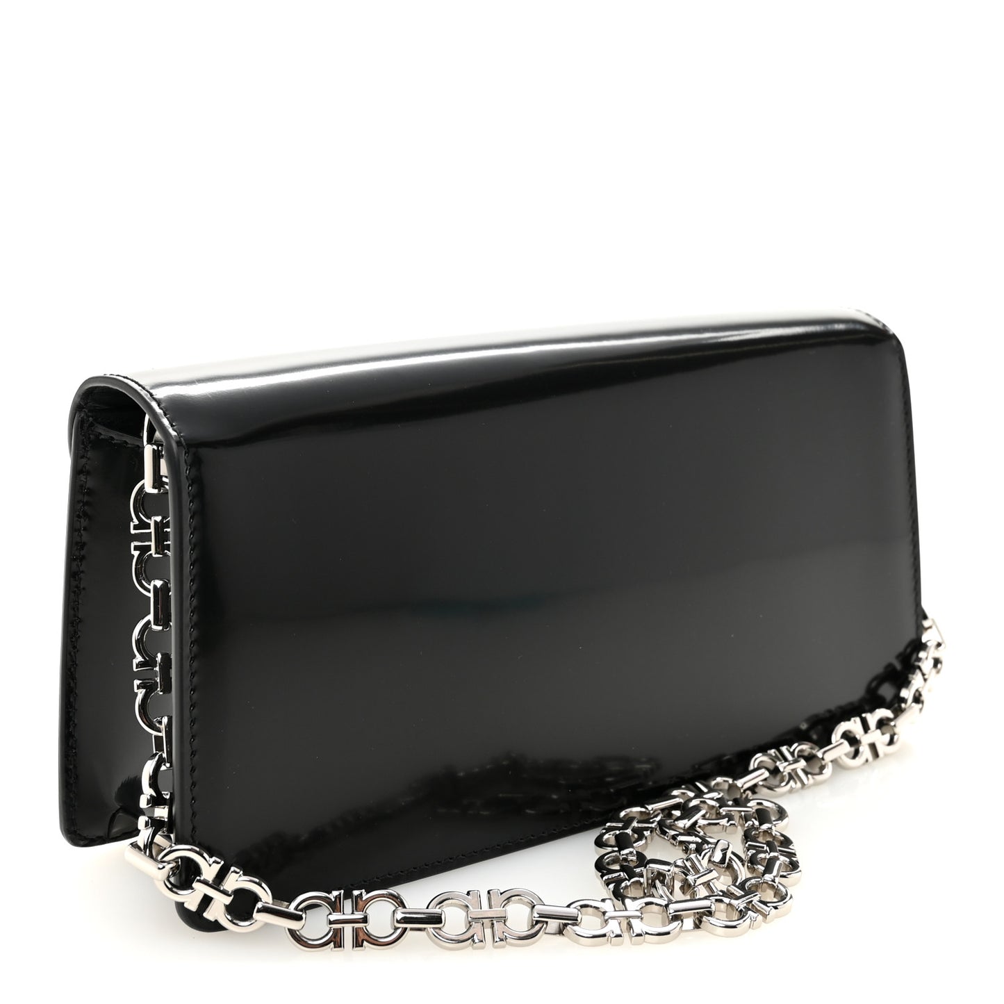 Calfskin Crystal Double Gancini Mini Bag Black