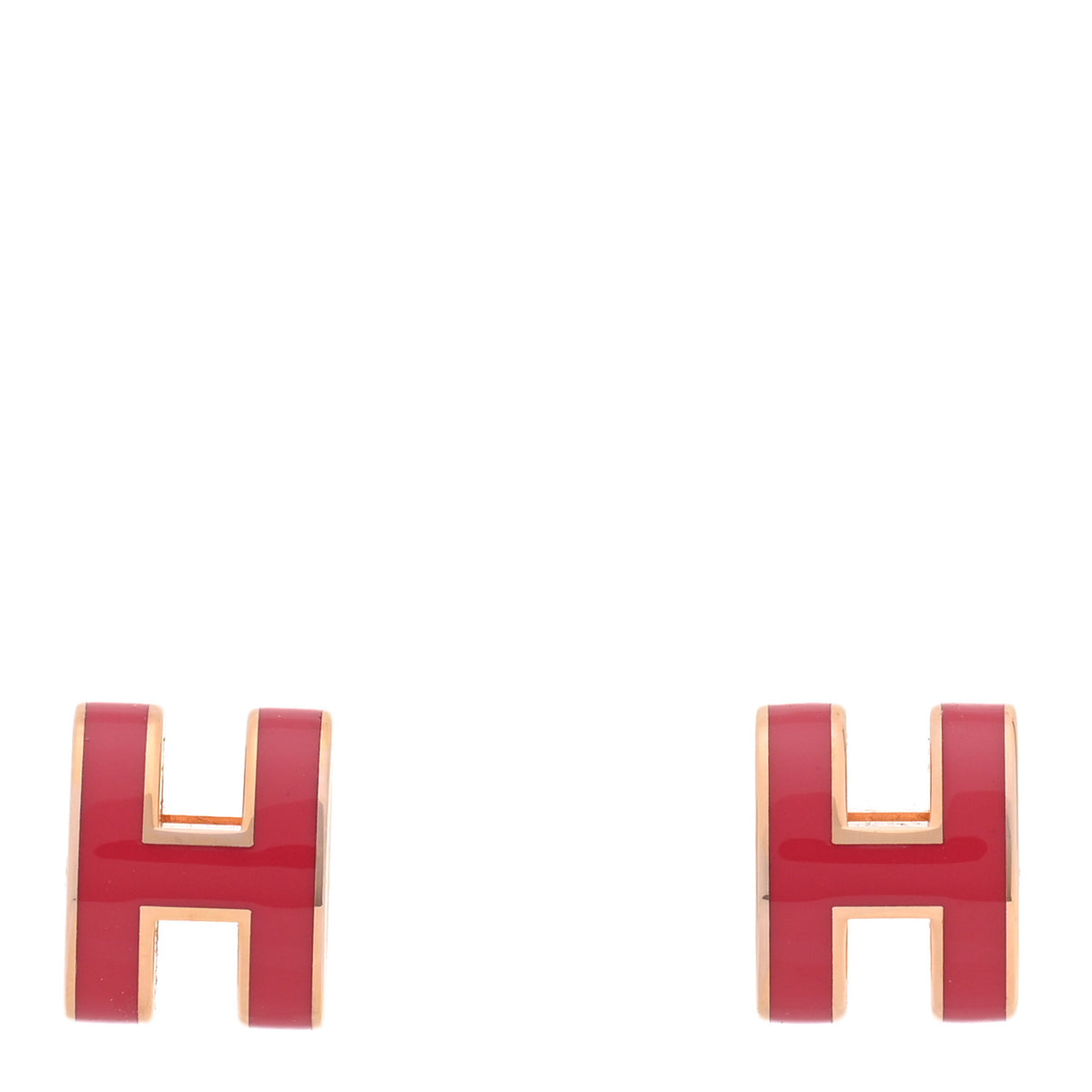 Gold Lacquered Mini Pop H Earrings Rose Extreme