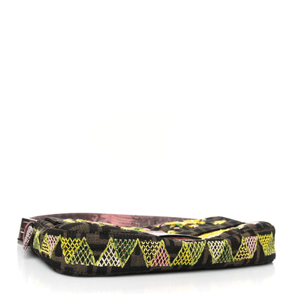Fendi Lizard Zucca Floral Embroidered Baguette Tobacco Pink Multicolor 4 of 9
