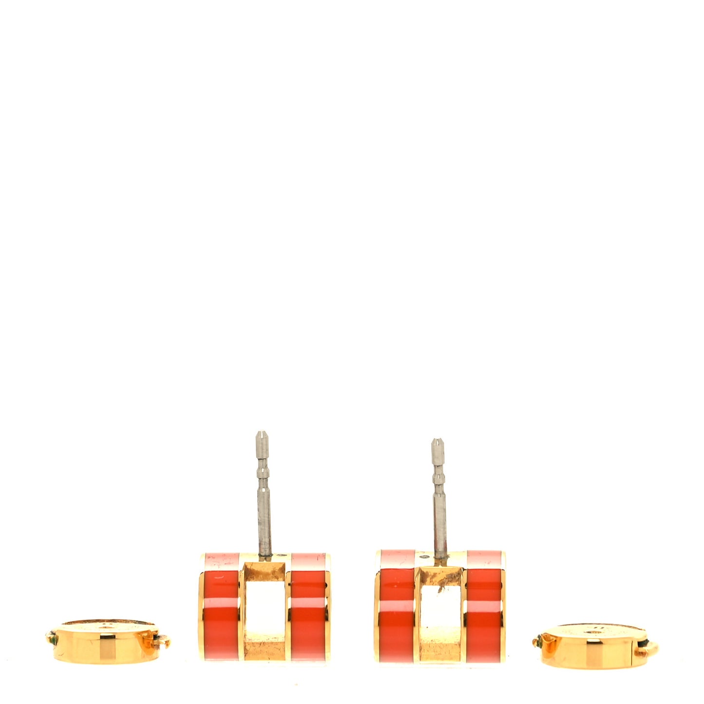 Gold Lacquered Pop H Earrings Orange