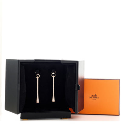 Hermes 18K Rose Gold Diamond Clou De Forge Drop Earrings 7 of 7