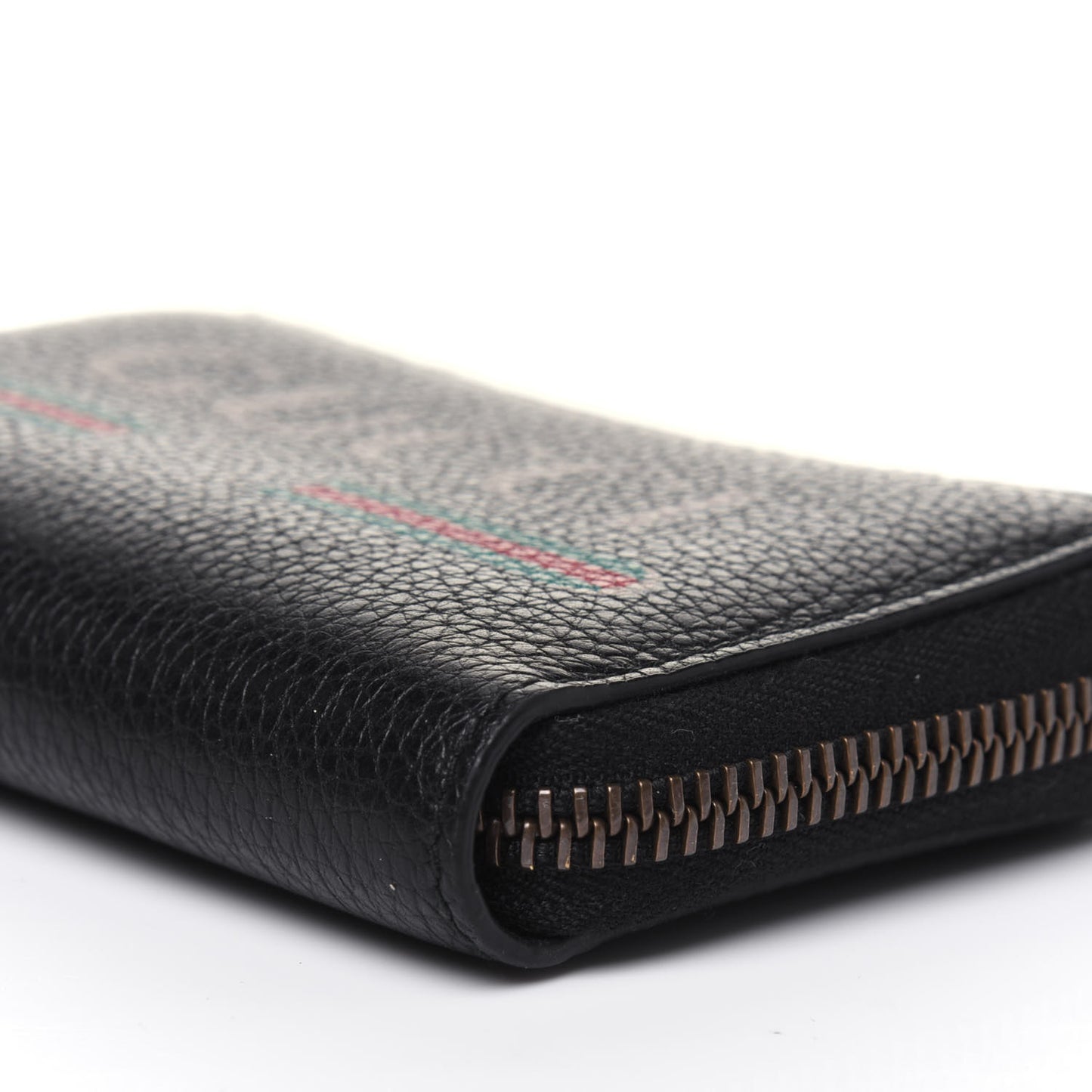 Calfskin Logo Zip Around Card Case Black