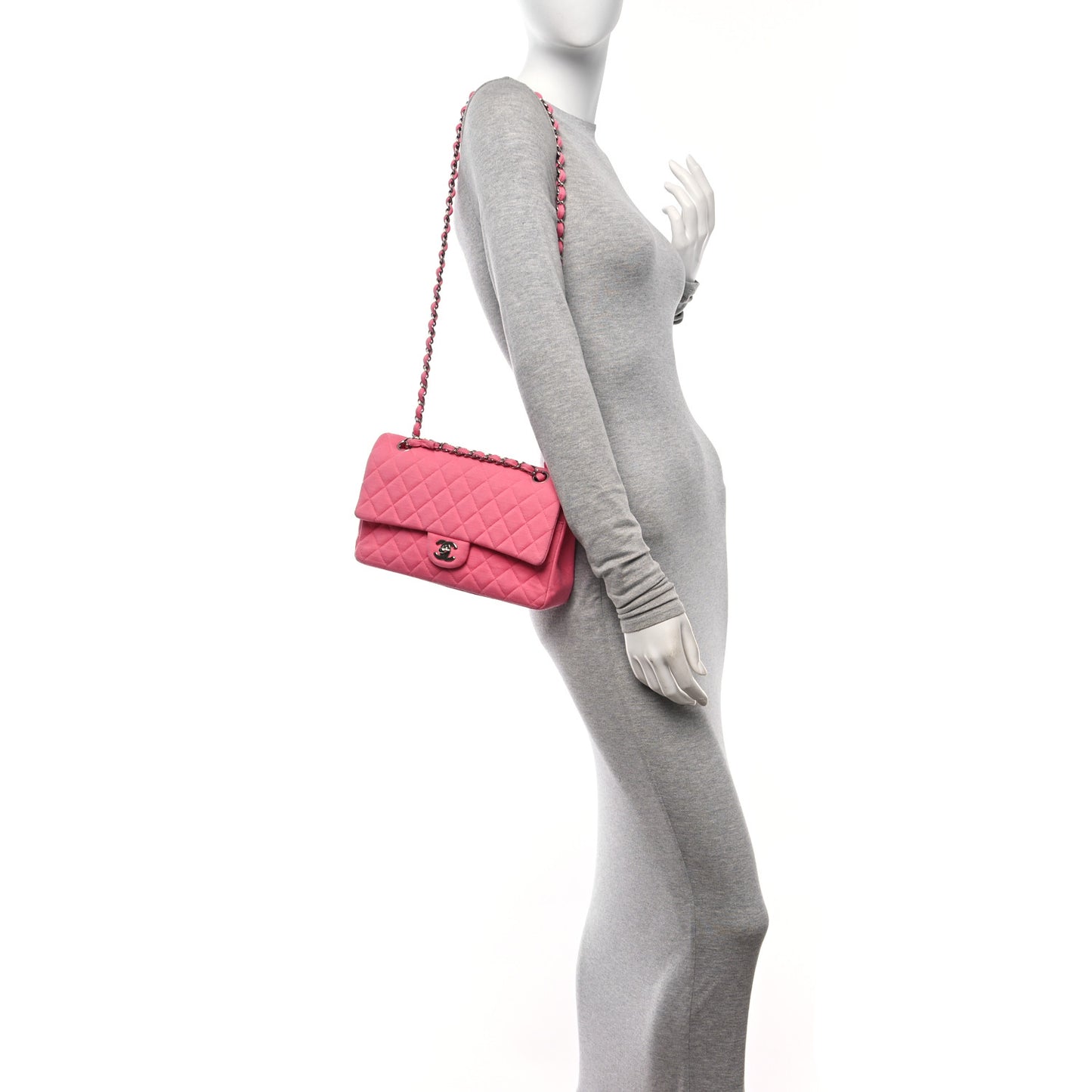 Jersey Quilted Medium Double Flap Dark Pink