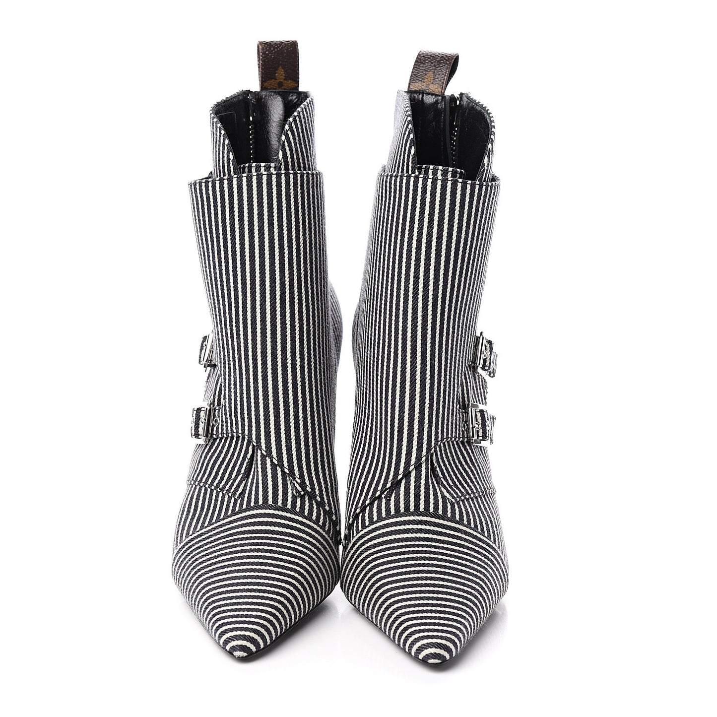 Canvas Striped Janet Ankle Boots 41 Black