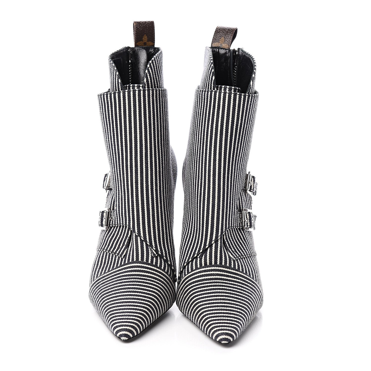 Louis Vuitton Canvas Striped Janet Ankle Boots 41 Black 2 of 8