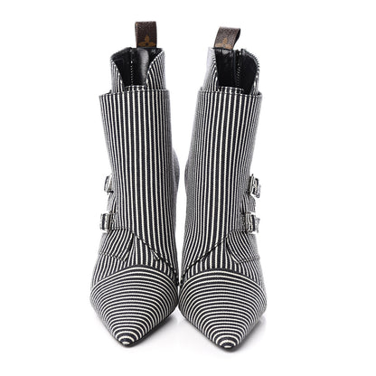 Louis Vuitton Canvas Striped Janet Ankle Boots 41 Black 2 of 8