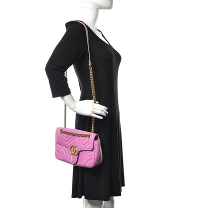 Gucci Calfskin Matelasse Small GG Marmont Shoulder Bag Candy Mousse 2 of 11
