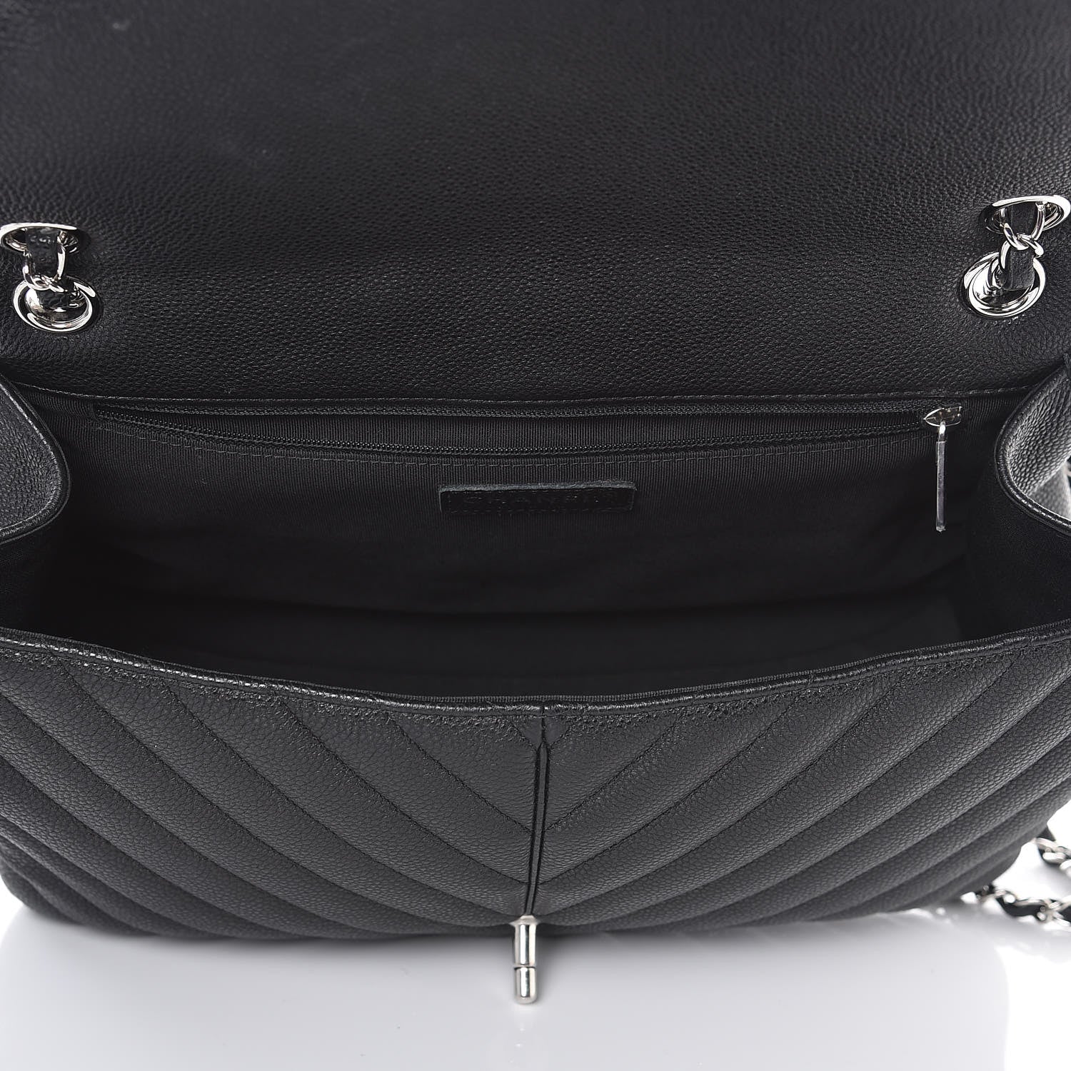Chanel Caviar Chevron Quilted Large Puffy CC Flap Black 5 of 8