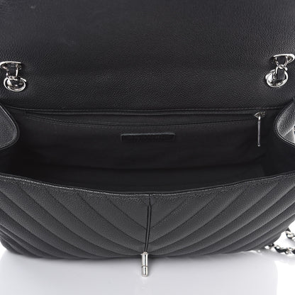 Chanel Caviar Chevron Quilted Large Puffy CC Flap Black 5 of 8