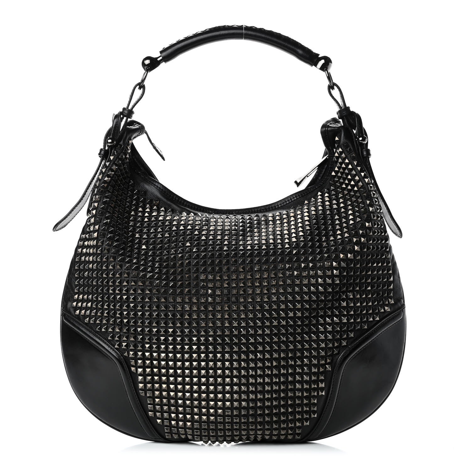 Burberry Calfskin Studded Hoxton Hobo Black 1 of 4